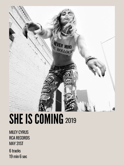 minimal aesthetic polaroid album poster for she is coming extended play by miley cyrus Miley Cyrus Vintage Poster, Miley Cyrus Aesthetic, Polaroid Album, Posters Music, Aesthetic Polaroid, Minimalist Posters, Rca Records, Minimal Aesthetic, Alternative Music