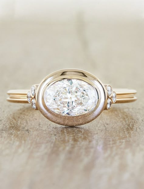 Emmanuelle March 2013 Bezel Set Engagement Ring, Oval Diamond Ring, Oval Diamond Engagement, Oval Diamond Engagement Ring, Diamond Engagement Ring Set, Jewelry Style, Yellow Gold Setting, Three Stone Engagement Rings, White Gold Band