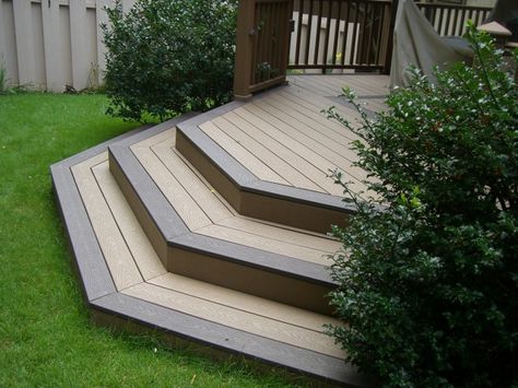 Quaker State Construction Pittsburgh - Composite Decks Octagon Deck Steps, Cascading Deck, Composite Decks, Outdoor Deck Decorating, Tiered Deck, Garden Decking, Green Building Materials, Laying Decking, Decking Ideas