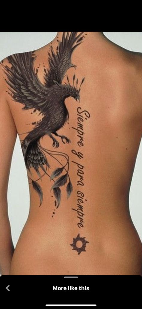 Full Back Phoenix Tattoo Women, Phoniex Back Tattoo Women, Phenix Tattoo For Women Back, Animal Back Tattoo Women, Awful Tattoos, Tatoo 3d, Phoenix Tattoo Feminine, Phönix Tattoo, Sak Yant Tattoo