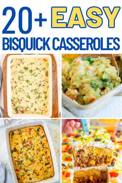 bisquick casseroles Bisquick Supper Recipes, Bisquick Impossible Recipes, Sweet Bisquick Recipes, Dinner Recipes With Bisquick, Bisquick Recipes Hamburger, Easy Bisquick Dinner Recipes, Betty Crocker Bisquick Recipes, Breakfast Casserole Using Bisquick, Bisquick Beef Recipes