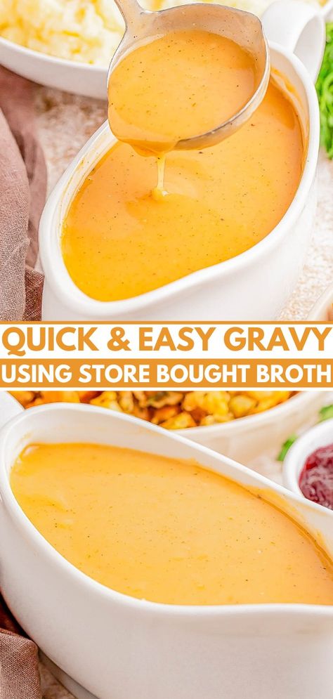 Easy Chicken Broth Gravy (No Drippings!) - Averie Cooks Chicken Broth Gravy, Broth Gravy Recipe, Easy Chicken Broth, Chicken Gravy From Broth, Easy Chicken Gravy, Gravy Chicken, Homemade Turkey Gravy, Easy Gravy Recipe, Chicken Gravy Recipe