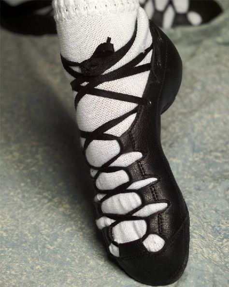 Ghillies - Irish dance shoes. I buy a couple pair of these every year! Irish Dance, Dancing, Black And White, White, Black