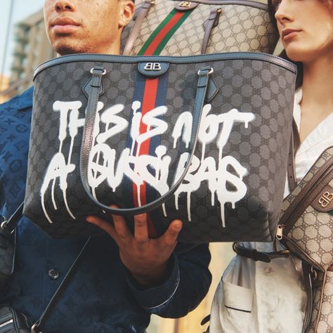 Shop Gucci x Balenciaga Hacker Project Bags, Available for Immediate Shipping. Gucci X Balenciaga, Gucci Shopping Bag, The Hacker, Balenciaga Style, Demna Gvasalia, Best Designer Bags, Louis Vuitton Limited Edition, Handbag Collection, Neo Classic