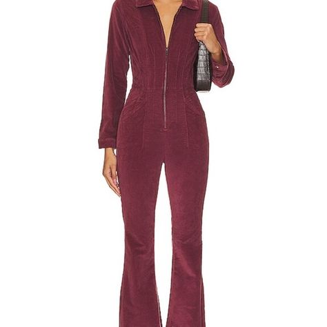 New Without Tags Meet Free People's Wearable Chic Take On The Catsuit With The Jayde Cord Flare Jumpsuit In Burgundy. With Its Unique Blend Of Style And Comfort, This Jumpsuit Is Crafted In Corduroy And Features A Front Zipper Closure And Stylish Button Cuffs. The Fitted Silhouette Combined With A Flare Hem Makes It Perfect For Capturing Feminine Allure. Whether It's A Daytime Event Or An Evening Outing, Step Out In Confidence. 98% Cotton 2% Spandex Made In Pakistan Machine Wash Front Zipper Clo Spring Jumpsuits, Loose Romper, Womens Black Jumpsuit, Embroidered Jumpsuit, Free People Romper, Sequin Rompers, Flare Jumpsuit, Halter Jumpsuit, Floral Jumpsuit