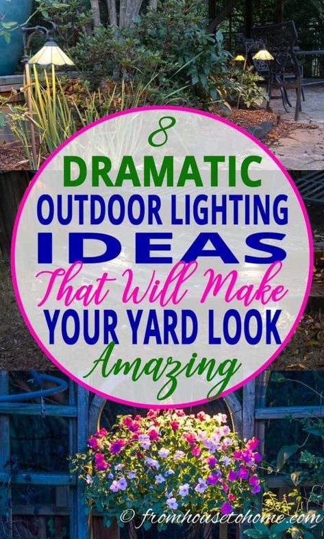 Outdoor lighting can transform your yard into a magical paradise at night. Whether you are lighting your patio, walkway or garden, learn the best landscape lighting effects that will create a beautiful night-time landscape. #fromhousetohome #gardenlighting #gardenideas #gardendesign #landscapelighting #summeroutdoordecor Outdoor Lighting Ideas, Diy Outdoor Lighting, Illustration Landscape, Solar Landscape Lighting, Landscape Lighting Design, Solar Landscape, Landscape Lights, Diy Outdoor Decor, Backyard Lighting