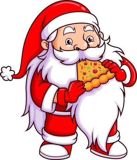 The old santa claus is eating a slice of pizza in the christmas party Pizza Christmas Party, Santa Pizza, Christmas Pizza, Pizza Girls, Christmas Window Painting, Vector Animation, Slice Of Pizza, Pizza Delivery, Horror Movie Posters