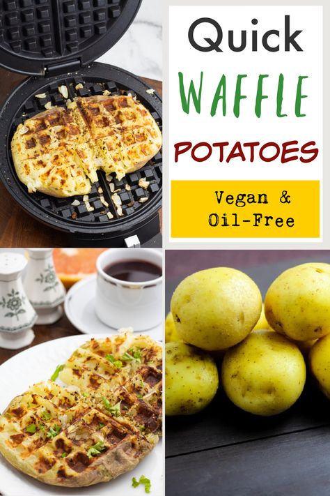 If you're looking for an easy vegan breakfast that will hold you for hours, look no further! In only 10-minutes, you can have an oil-free waffle potato! Vegan Potato Waffles, Plant Based Waffles, Potatoes Waffles, Waffle Potatoes, Simple Vegan Breakfast, Potato Waffle Recipe, Garage Additions, Vegan Potatoes, Easy Vegan Breakfast