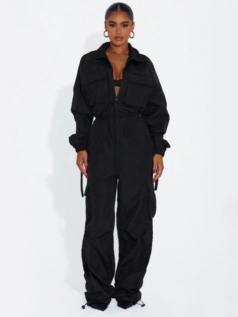 Cargo Jumpsuit | Windbreaker Cargo Jumpsuit | Naked Wardrobe Black Cargo Jumpsuit Outfit, Naked Wardrobe Outfits, Black Jumpsuit Outfit Baddie, Cargo Jumpsuit Outfit, Jumpsuit Outfit Baddie, Black Jumpsuit Outfit, Cargo Jumpsuit, Naked Wardrobe, Jumpsuit Outfit