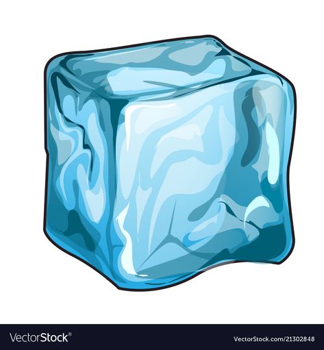 Single ice cube isolated on a white background Vector Image Ice Cube Illustration, Ice Cube Clipart, Ice Cube Cartoon, Ice Cube Drawing, Ice Cartoon, Ice Cube Painting, Ice Cube Melting, Boozy Popsicles, Ice Popsicle