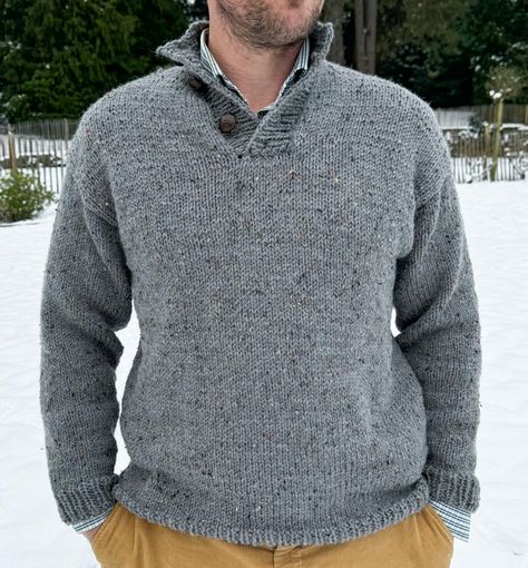 This timeless tweed men's sweater knitting pattern is designed for warmth, comfort, and classic style. Featuring a cozy shawl collar with a button closure, this pullover is perfect for layering on chilly days. The textured tweed fabric adds a rugged yet refined touch, making it an excellent choice for both casual and dressier occasions. With a classic fit that complements all body types, this sweater is as practical as it is stylish. Knit from the bottom up in the round, this mostly seamless design ensures a smooth and polished finish. The pattern includes men's sizes ranging from S to 5XL, providing a versatile option for a wide range of wearers. Whether you're knitting for yourself or a loved one, this project offers a satisfying blend of structure and ease. Plus, a kid's version of this