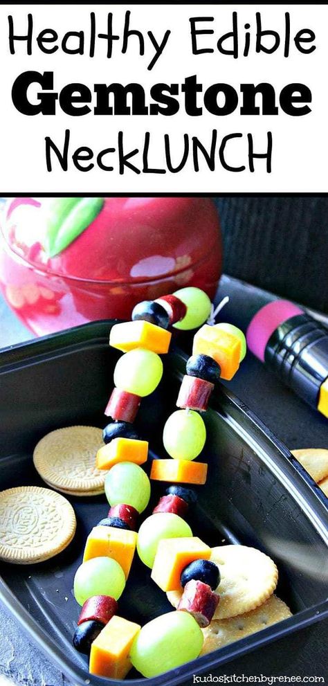 Healthy Edible Gemstone Necklace - kudoskitchenbyren... Edible Necklace, Kindergarten Snacks, Kid Friendly Meals Easy, Fresh Fruit Recipes, Edible Crafts, Fun Lunch, Easy Seafood Recipes, Cheese Sausage, Fun Easy Recipes