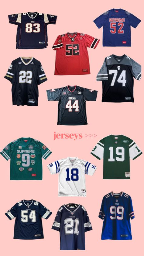 #jersey #fashion #street #streetwear #streetstyle #football #footballjersey Jersey Fashion, Clothing Essentials, Football Jerseys, Fashion Street, Y2k Fashion, Street Style, Street Wear, Football, Clothes