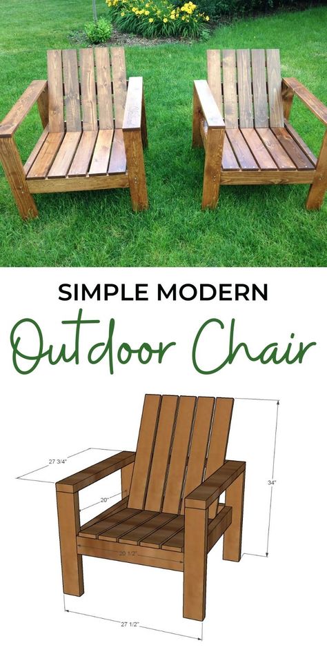 Wooden Seats Outdoor, Outside Chairs Diy, 4x4 Wood Projects Easy Diy, What To Do With Old Deck Boards, Wooden Chair Outdoor, Outdoor Diy Chairs, Diy Easy Patio Furniture, Building A Chair, Arondack Chairs Diy Ideas