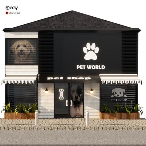 pet shop face Pet Shop Interior Design, Outdoor Technology, Building Entrance, City Decor, Traditional Japanese House, Kitchen Wall Lights, Shop Doors, Decorative Plaster, Pet Boutique