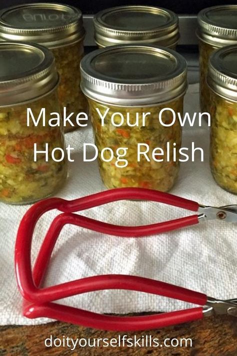 Hot Dog Relish Canning Recipe, Hot Dog Relish Canning, Hot Dog Relish Recipe Homemade, Mustard Hot Dog Relish Recipe, Cucumber Relish Recipes Hot Dogs, Mustard Relish Canning, Mustard Relish Recipes, Canned Relish, Hot Dog Relish Recipe