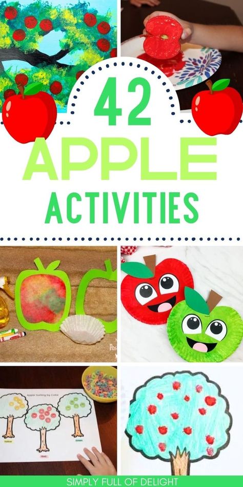 Apple activities for kids Apple Social Emotional Activities, Apple Of My Eye Craft Preschool, Apples Up On Top Activities Preschool, Johnny Appleseed Activities For Toddlers, Apple Fingerplays Preschool, Dollar Tree Daycare Ideas, Jonny Appleseed Preschool, Apple Art Projects For Kids Preschool, Apple Themed Crafts For Kids