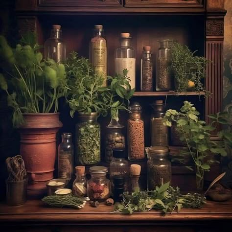 Herbalist Shop, Green Witch Aesthetic, Green Academia, Plants At Home, Nature Witch, Goblin Core, Herbal Apothecary, Magic Aesthetic, Witch Aesthetic