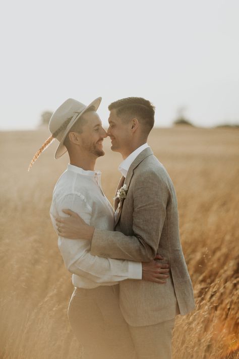 Lgbtq Wedding Two Grooms, Outdoors Elopement, Gay Wedding Photos, Monochromatic Colors, Firefighter Calendar, Two Grooms, Man Wedding, Couple Engagement Pictures, Romantic Engagement Photos