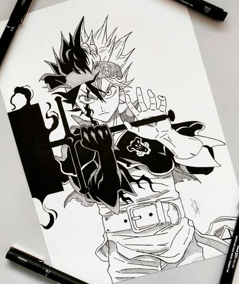 Wizard King, Clover Tattoos, Naruto Sketch Drawing, Dragon Ball Painting, Naruto Sketch, Best Anime Drawings, Anime Boy Sketch, Anime Drawing Books, Black Clover Manga