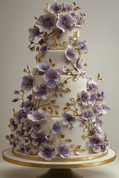 Wedding cake display. Hand-painted fondant flowers with gold leaf accents.

Ready to take your wedding cake from traditional to trendsetting? Welcome to the awe-inspiring art of watercolor wedding cakes — a delightful blend of creativity, delectable taste, and color that promises to add an unforgettable touch to your special day. This is not just about picking a cake anymore, it’s…

Read more: https://tastywed.com/generated-post-26-stunning-watercolor-wedding-cake-design-inspirations/ Lilac And Gold Wedding Cake, Wedding Cake Inspiration Unique, Wedding Cake Whimsical, Fairytale Birthday Cake, Flower Cake Designs, Cute Wedding Cakes, Painted Fondant, Watercolor Wedding Cake, Flower Cake Design