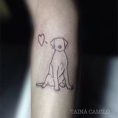 labrador' in tattoos | Tattoodo Lab Tattoo Outline, Silhouette Dog Tattoo, Yellow Lab Tattoo Ideas, Black Lab Tattoos, Outline Dog Tattoo, Lab Tattoo Ideas, Dog Silhouette Tattoo, Labrador Tattoo, Lab Tattoo