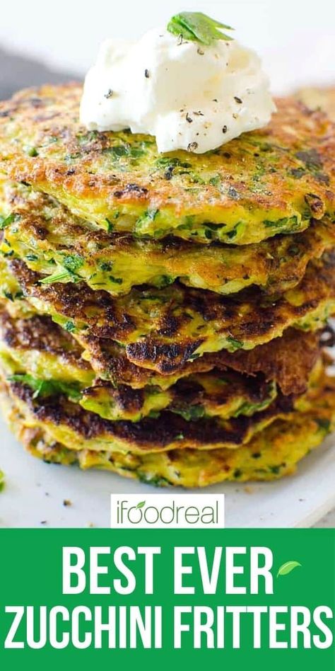 Zucchini Fritters are crispy on the outside, soft on the inside and have only 5 ingredients. So easy to make and so healthy too! They are perfect for summer zucchini surplus and will disappear at the table. Zucchini Fritters Baked, Zucchini Patties Recipes, Baked Zucchini Fritters, Zucchini Patties, Zucchini Fritters Recipe, Veggie Fritters, Recipes Zucchini, Summer Zucchini, Baked Zucchini