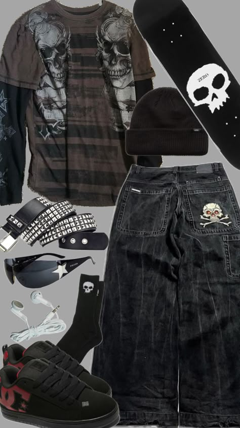 New Rock Outfit, 2000s Alt Fashion, Skater Outfit, Punk Style Outfits, Silly Clothes, Rock Outfit, Baggy Clothes, Tomboy Style Outfits, New Rock