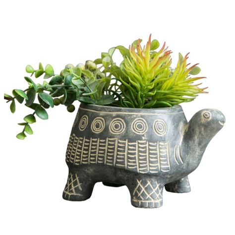 The Turtle Design Cement Planter combines whimsical charm with vibrant colors, available in cyan and red. Made from cement, this planter is built to last while adding a playful element to any space. The large size measures 7.3 inches in width, 5.7 inches in depth, and 4.1 inches in height, making it ideal for medium plants or as a decorative piece. The small size, at 6.1 inches in width, 4.5 inches in depth, and 3.3 inches in height, is perfect for compact plants and succulents. Both sizes enhance your décor with a fun and eye-catching design. Planter Inspiration, Turtle Planter, Elephant Planters, Metal Watering Can, Cement Planters, Tall Planters, Basket Planters, Indoor Flowers, Turtle Design