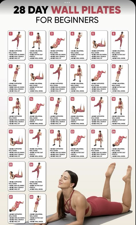 Corp Perfect, Pilates Workout Plan, Wall Pilates, Bolesti Chrbta, Pilates Challenge, Personalized Workout Plan, Wall Workout, Trening Fitness, Pilates For Beginners