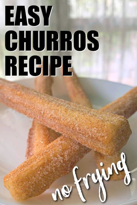 Looking for a super simple churros recipe that doesn't use extra frying oil? Here's my easy churros recipe - no frying or baking! #recipe #easyrecipe #churros #churrosrecipe #Mexicanrecipe Churro Maker Recipe, Churros Recipe For Churro Maker, Baked Churros Recipe Easy, Microwave Churro, Easy Churro Recipe, Churros Recipes, Filo Recipes, Best Churros Recipe, Mexican Churros