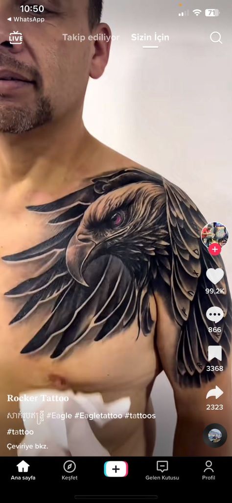 Eagle Tattoo Men Shoulder, Eagle Arm Tattoo, Black Eagle Tattoo, Eagle Shoulder Tattoo, Lion Chest Tattoo, Eagle Wing Tattoos, Tattoos On Side Ribs, God Tattoos, Men Tattoo