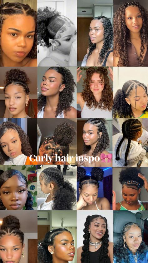 #curlyhair #curlyhairinspo #curlyhairstyles #part17 Short Curly Bun Hairstyles, Side Parting Hair, 3c Hair Styles, Shoulder Length Curly Hairstyles, 3c Hairstyles, Afro Styles, Shoulder Length Curly Hair, Curly Bun Hairstyles, Hairstyle Examples