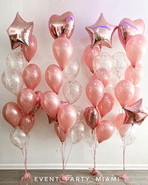 Dark Pink And Rose Gold Balloons, Sparkle Balloons, Pink Metallic Balloons, Pink Ans Gold Baloons, Rose Gold Number Balloons, Beautiful Balloons, Rose Gold Balloons, Diy Balloon, Diy Balloon Decorations