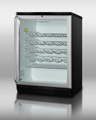 Chiller Refrigerator, Built In Wine Refrigerator, Wine Fridges, Built In Wine Cooler, Wire Shelves, Wine Cellar Design, Steel Shelving, Cellar Design, Beverage Refrigerator