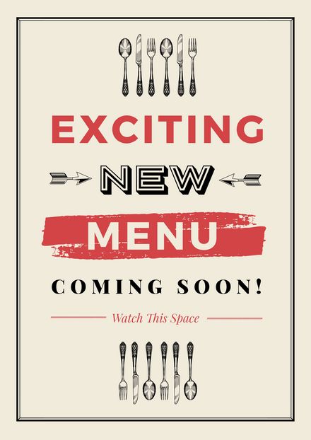 Rustic Black White and Cream New Menu Coming Soon Launching Soon Poster Restaurant, New Menu Coming Soon Food, New Menu Launch Caption, Restaurant Launch Poster, Coming Soon Food Design, Cafe Coming Soon Poster, New Menu Launch Poster, New Menu Poster Design, Food Launching Poster