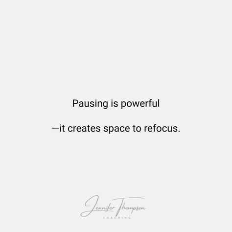 The Power of the Pause ⏸️ Busy doesn’t always mean productive. ✨ Pausing is powerful—it creates space to refocus. 💭 What would it feel like to pause and prioritize yourself? ⚖️ Let’s uncover how to balance your responsibilities and your needs. ❓ When was the last time you truly paused? 📞 Book a free call to create more space in your life! Head to the link in my bio for the booking link. @jenniferthompsoncoaching #MillennialWomen #EldestDaughterSyndrome #BurnoutRecovery #SelfCareForWom... Power In The Pause, Pause Quotes Life, Pause Quotes, Enjoying Life Quotes, Burnout Recovery, Prioritize Yourself, 2025 Goals, The Pause, Things I Adore