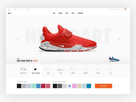 Nike Id Responsive Web Design Inspiration, Car Configurator, Web Design Inspiration Layout, Sports Template, Product Configurator, Tablet Ui, Sneakers Sketch, Sneaker Website, Banner Design Inspiration