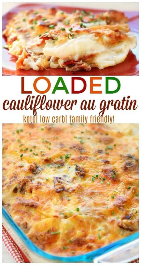 Cauliflower Au Gratin, Loaded Cauliflower, Quick Side Dishes, Easter Dinner Recipes, Low Carb Diet Plan, Low Carb Diets, Low Carb Sides, Low Carb Side Dishes, Keto Side Dishes