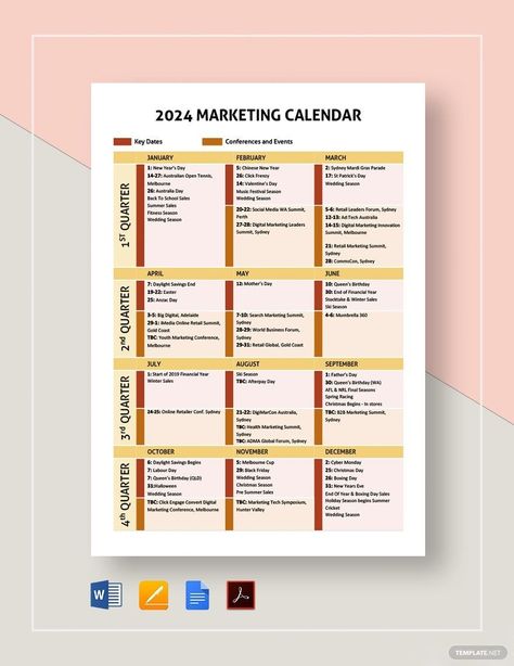 Marketing Planning Calendar, Editorial Calendar Template, Desk Calendar Template, Marketing Calendar Template, Branding Checklist, Excel Calendar Template, Content Calendar Template, Promotional Calendar, Retail Marketing