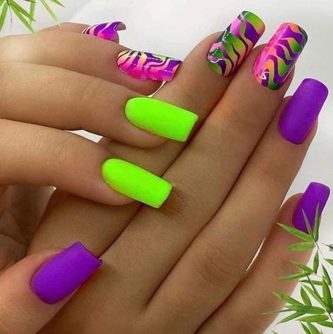 Vacation Toes, Nails Summer Gel, Tape Nail Art, Bright Nail Art, Neon Nail Designs, Teal Nails, Purple Nail Art, Lace Nails, Fancy Nails Designs