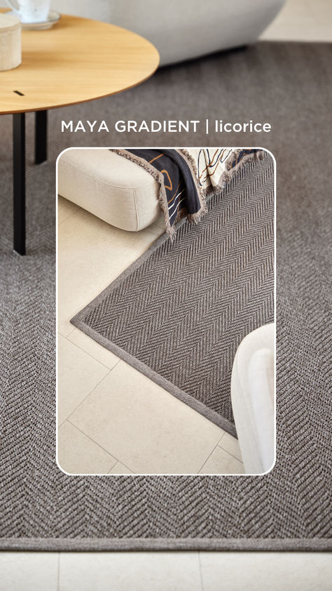 Maya Gradient from Rols is a sisal-look carpet that is soft and showcases a timeless herringbone pattern. Crafted with 100% recycled PET, Maya Gradient is a high-performance indoor-outdoor weave and appropriate for residential or commercial settings. All fibers are durable, waterproof, and UV-stabilized. Outdoor Patio Rug, Indoor Outdoor Patio, Waterproof Rug, Opulent Interiors, Patio Rug, Exquisite Decor, Rug Outdoor, Outdoor Rugs Patio, Patio Rugs