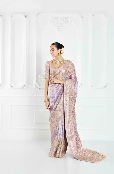 Buy Designer Lavender Embroidered Tissue Saree Set online for Women from Manish Malhotra. MM-MMV-SR-55536_C Manish Malhotra Saree, Tissue Saree, Embroidered Saree, Manish Malhotra, Indian Bridal Outfits, Designer Party Wear Dresses, Contemporary Chic, Manish, Party Wear Dresses