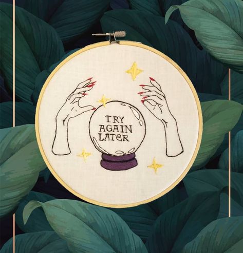 Crystal ball handmade embroidery design, fortune teller Crystal Ball Embroidery, Embroidery Bathroom, Embroidery Crystals, Handmade Embroidery Designs, Fortune Teller, Hand Embroidery Art, Handmade Embroidery, Embroidery Ideas, Cross Stitching