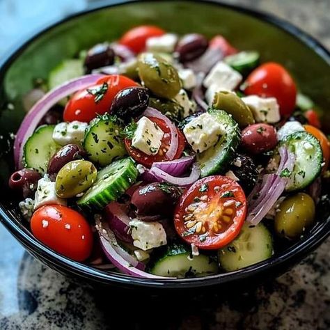 Fresh and Flavorful: Classic Greek Salad Recipe - NewsBreak Greek Salad With Salmon, Dominican Salad, Greek Drinks, Dreamsicle Salad Recipe, Cream Cheese Bars Recipe, Classic Greek Salad, Pecan Pie Balls, Wedge Salad Recipes, Lemon Cream Cheese Bars