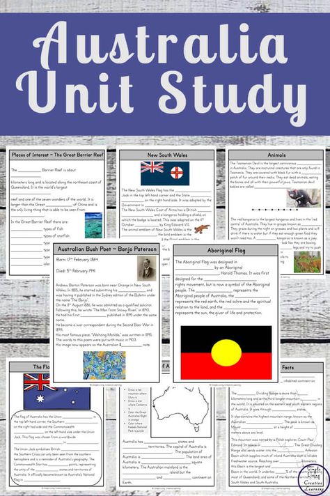 Australia Unit Study, Australia Unit Study For Kids, Homeschool Australia, Australia Crafts For Kids, Naidoc Activities, Australia For Kids, Australia School, Australia Crafts, Country Study