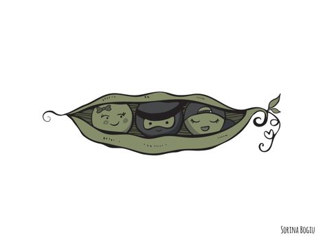 3 Peas In A Pod Drawing, Sister Tattoos 3, Peas In A Pod Tattoo, 3 Peas In A Pod, Peas In A Pod, Pea Pods, Tattoo Illustration, Tattoos For Daughters, Sister Tattoos