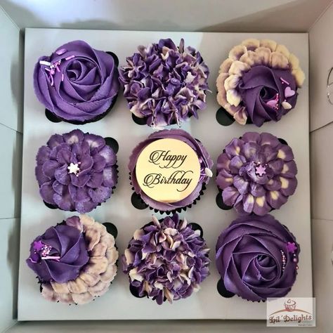 Purple shaded Cupcakes Customized Cupcakes For Birthday, 30th Birthday Cupcake Ideas For Women, Purple Birthday Cupcakes, Purple Cupcakes Ideas, Purple Candy Table, Purple Wedding Cupcakes, 60th Birthday Cupcakes, 30th Birthday Cupcakes, 50th Birthday Cupcakes