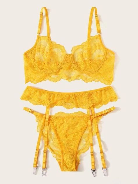 Lace Bralette Outfit, Yellow Lingerie, Colorful Lingerie, Women Bras, Bralette Outfit, Garter Belts, Lingerie Inspiration, Body Suit Outfits, Satin Lingerie