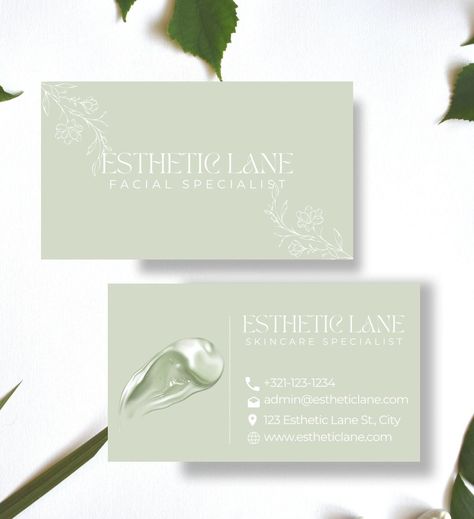 An elegant and professional business card template perfect for any Esthetician/skincare specialist/cosmetologist.  Made in CANVA, this template is able to be completely personalized with your businesses information and contacts. Just plug and play!  Front & Back design included! CUSTOMIZABLE WITHIN CANVA (a FREE application)  Edit and customize the designs to fit your style and content. Step up your business game and help market yourself with these professional and unique business cards. FILE: P Business Card Design Esthetician, Business Card Skincare, Skin Care Business Cards, Business Card Esthetician, Esthetician Cards Business, Skincare Business Cards, Skincare Swatch, Business Card Aesthetic, Cosmetic Business Cards